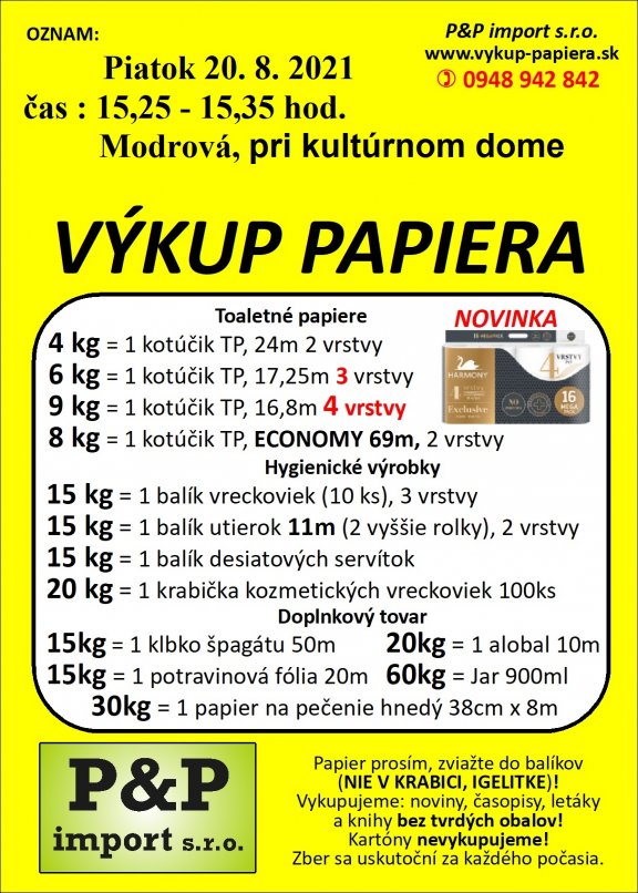 leták výkup papiera od 20082021